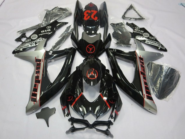 2008-2010 Schwarz Grau Jordan GSXR 600-750 Motorrad Verkleidungen 2008-2010 Schwarz Grau Jordan GSXR 600-750 Motorrad Verkleidungen