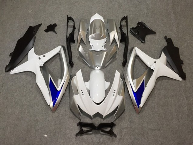 2008-2010 Silber Weiß Blau GSXR 600-750 Motorrad Verkleidungen 2008-2010 Silber Weiß Blau GSXR 600-750 Motorrad Verkleidungen