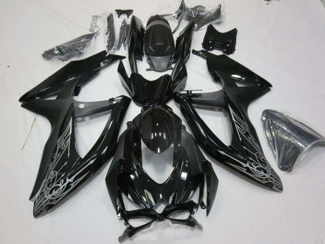 2008-2010 Silber & Schwarz GSXR 600-750 Motorrad Verkleidungen 2008-2010 Silber & Schwarz GSXR 600-750 Motorrad Verkleidungen