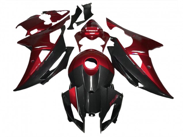 2008-2016 Rot Mit Carbonfaser-Stil R6 Motorrad Verkleidungen 2008-2016 Rot Mit Carbonfaser-Stil R6 Motorrad Verkleidungen