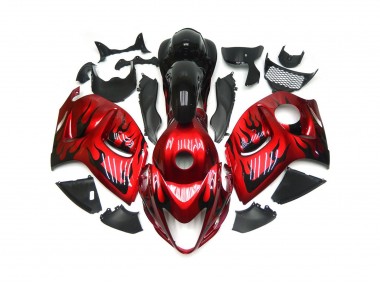 2008-2020 Leuchtend Rot Mit Schwarz Flamme GSXR 1300 Motorrad Verkleidungen