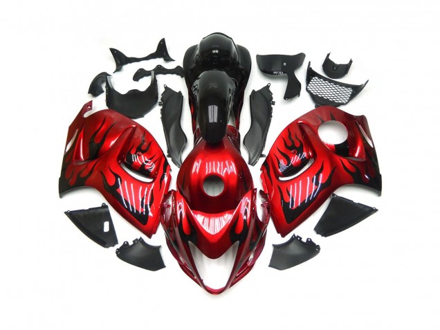 2008-2020 Leuchtend Rot Mit Schwarz Flamme GSXR 1300 Motorrad Verkleidungen 2008-2020 Leuchtend Rot Mit Schwarz Flamme GSXR 1300 Motorrad Verkleidungen