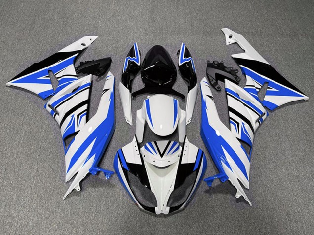 2009-2012 Blau-Weiß-Schwarz-Zack ZX6R Motorrad Verkleidungen 2009-2012 Blau-Weiß-Schwarz-Zack ZX6R Motorrad Verkleidungen