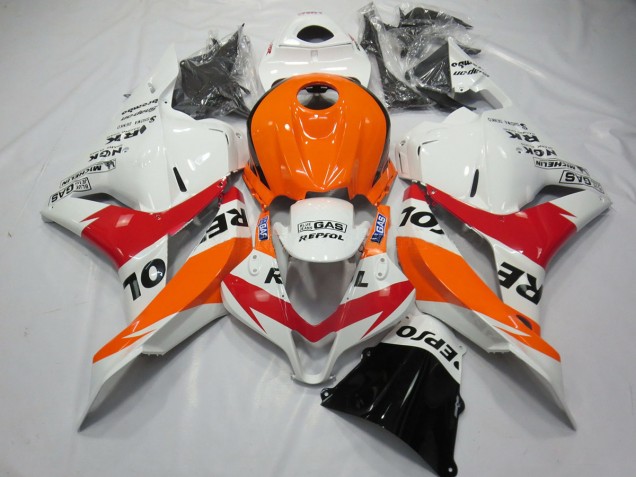 2009-2012 Weiß Rot & Orange Repsol CBR600RR Motorrad Verkleidungen 2009-2012 Weiß Rot & Orange Repsol CBR600RR Motorrad Verkleidungen