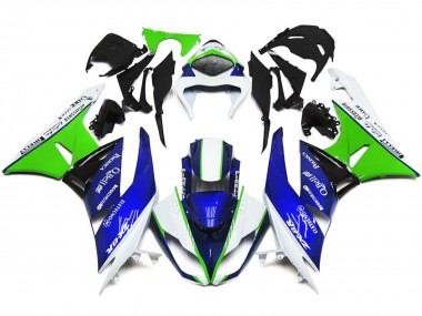 2009-2012 Tiefes Blau Grün & Weiß ZX6R Motorrad Verkleidungen