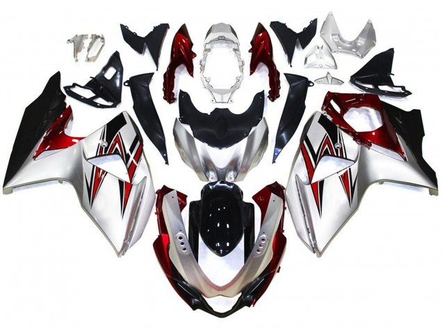 2009-2016 Silber Mit Roten Akzenten GSXR 1000 Motorrad Verkleidungen 2009-2016 Silber Mit Roten Akzenten GSXR 1000 Motorrad Verkleidungen