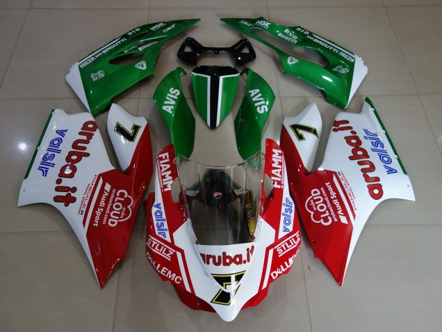 2011-2014 Glänzend Weiß / Rot / Grün Ducati 1199 Motorrad Verkleidungen 2011-2014 Glänzend Weiß / Rot / Grün Ducati 1199 Motorrad Verkleidungen