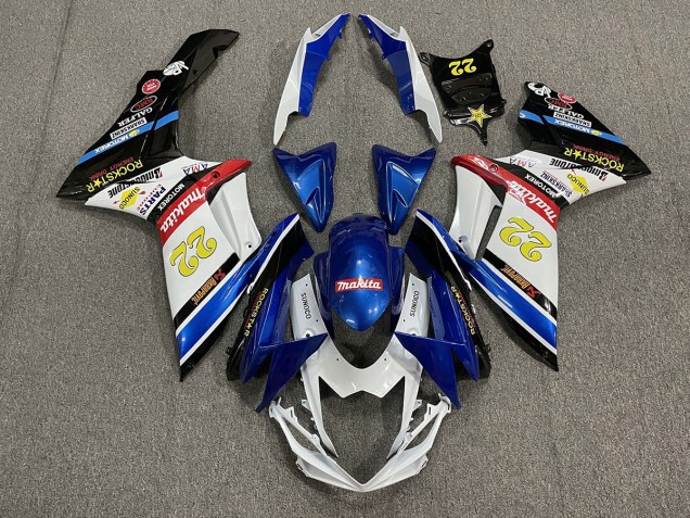 2011-2024 22 Rockstar Weiß & Blau GSXR 600-750 Motorrad Verkleidungen 2011-2024 22 Rockstar Weiß & Blau GSXR 600-750 Motorrad Verkleidungen