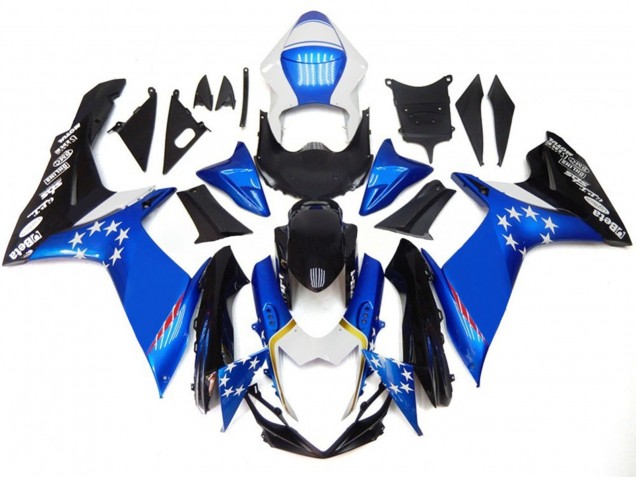 2011-2024 Blauer Stil Mit Roten Sternen GSXR 600-750 Motorrad Verkleidungen 2011-2024 Blauer Stil Mit Roten Sternen GSXR 600-750 Motorrad Verkleidungen