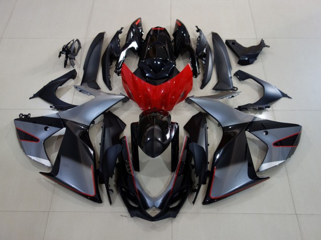 2011-2024 Glänzendes Grau/Schwarz Mit Rot GSXR 600-750 Motorrad Verkleidungen 2011-2024 Glänzendes Grau/Schwarz Mit Rot GSXR 600-750 Motorrad Verkleidungen