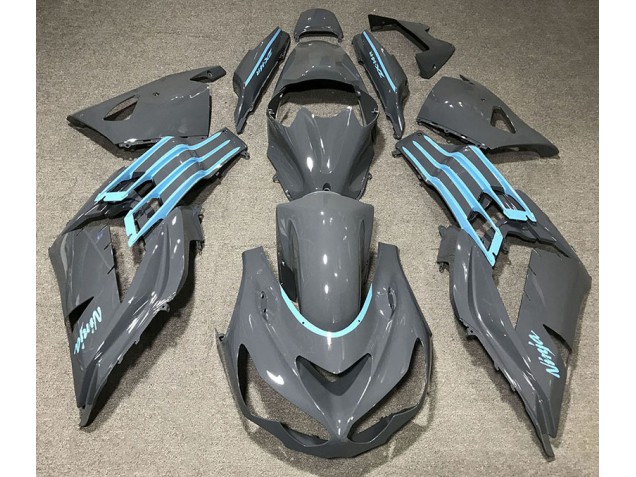 2012-2021 Glänzend Grau & Hellblau ZX14R Motorrad Verkleidungen